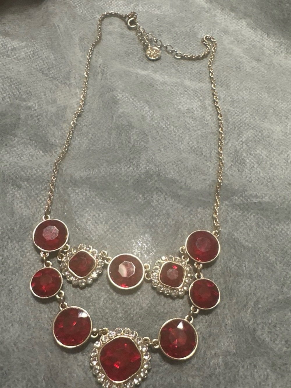 Monet Gold-Tone Necklace with Red Faceted Stones
